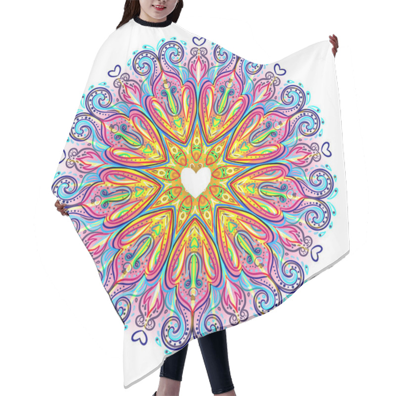 Personality  Vector Ornamental Mandala Inspired Ethnic Art, Patterned Indian  Hair Cutting Cape