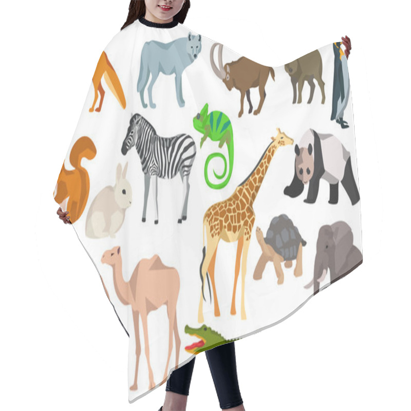 Personality  Big Set Different Animals Goat, Wild Boar, Panda, Rabbit, Zebra Hair Cutting Cape