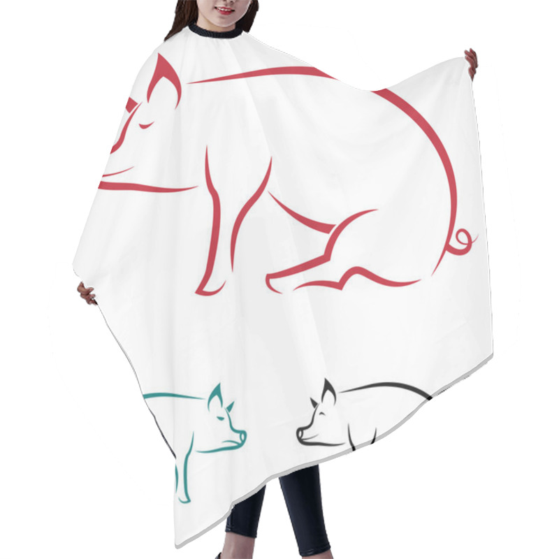 Personality  Vector Image Of An Pig Hair Cutting Cape