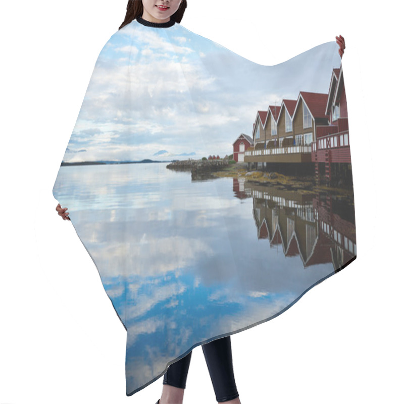 Personality  Camping Cabins On A Fjord Hair Cutting Cape