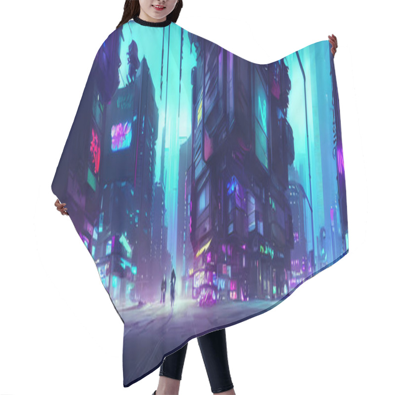 Personality  Cyberpunk Neon City Night. Futuristic City Scene In A Style Of Cyberpunk Art. Retro Future Illustration. Urban Scene. Digital Art Painting For Book Illustration,background Wallpaper, Concept Art. Hair Cutting Cape