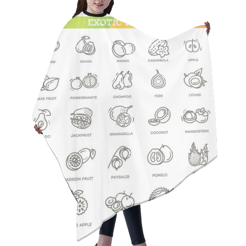 Personality  Fruits, Exotic Fruits, Vegetarian - Minimal Thin Line Web Icon Set Hair Cutting Cape