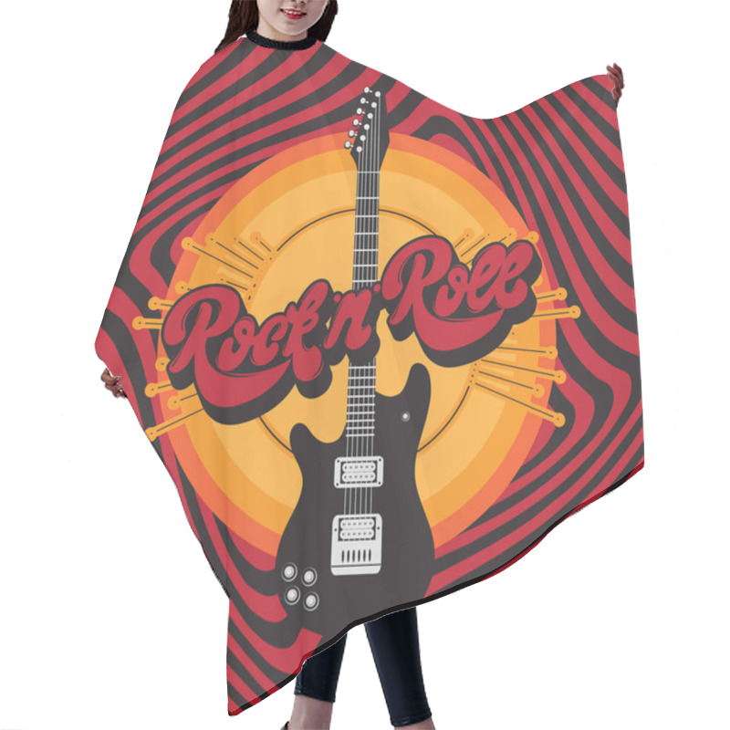 Personality  Rock'n' Roll. Vector Hand Drawn Illustration Of Guitar With Wings And Handwritten Lettering. Tattoo Artwork.  Template For Card, Poster, Banner, Print For T-shirt, Label. Hair Cutting Cape