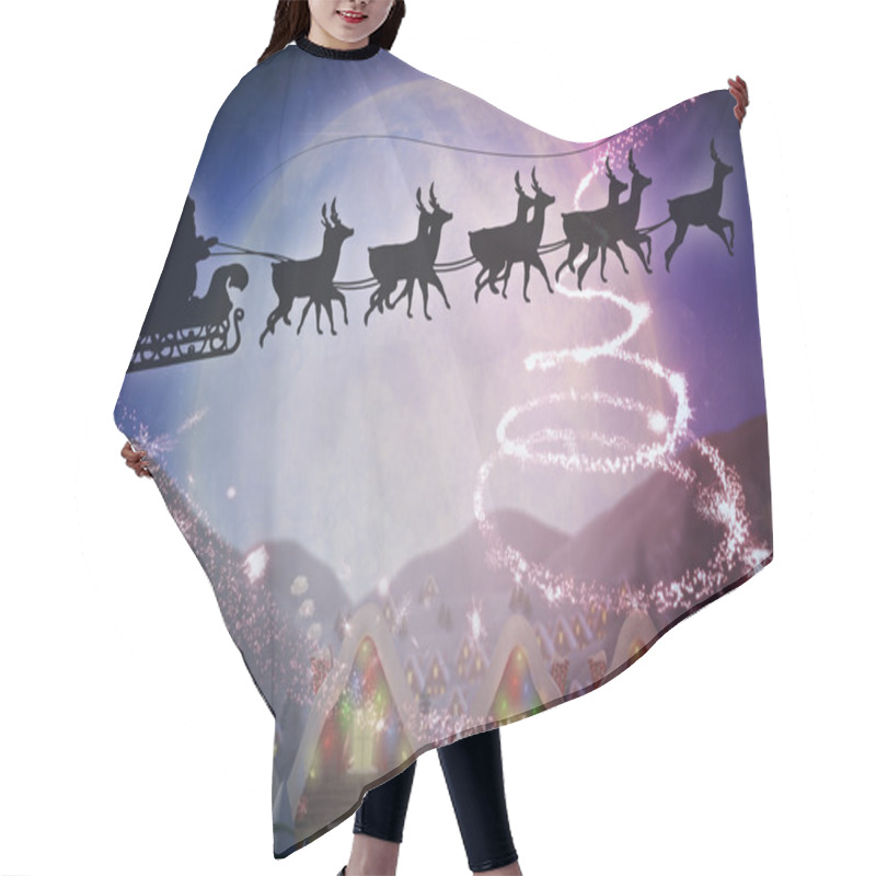 Personality  Silhouette Of Santa And Reindeer Hair Cutting Cape