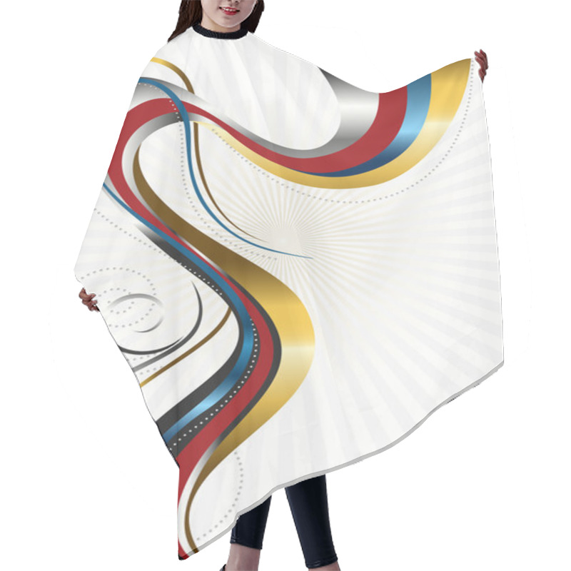 Personality  Shiny Wavy Stripes With Swirling Beads On Bright Radiant Background Hair Cutting Cape