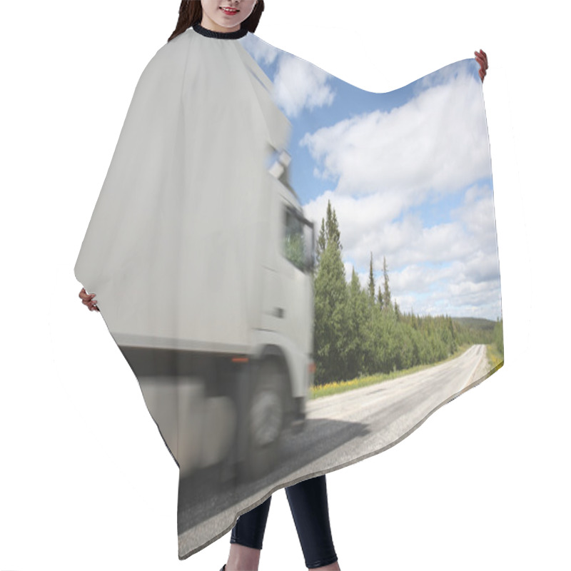 Personality  Truck Driving On Country-road Hair Cutting Cape