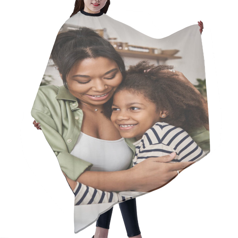 Personality  A Mother Embraces Her Joyful Daughter While Enjoying Breakfast Filled With Love And Laughter. Hair Cutting Cape