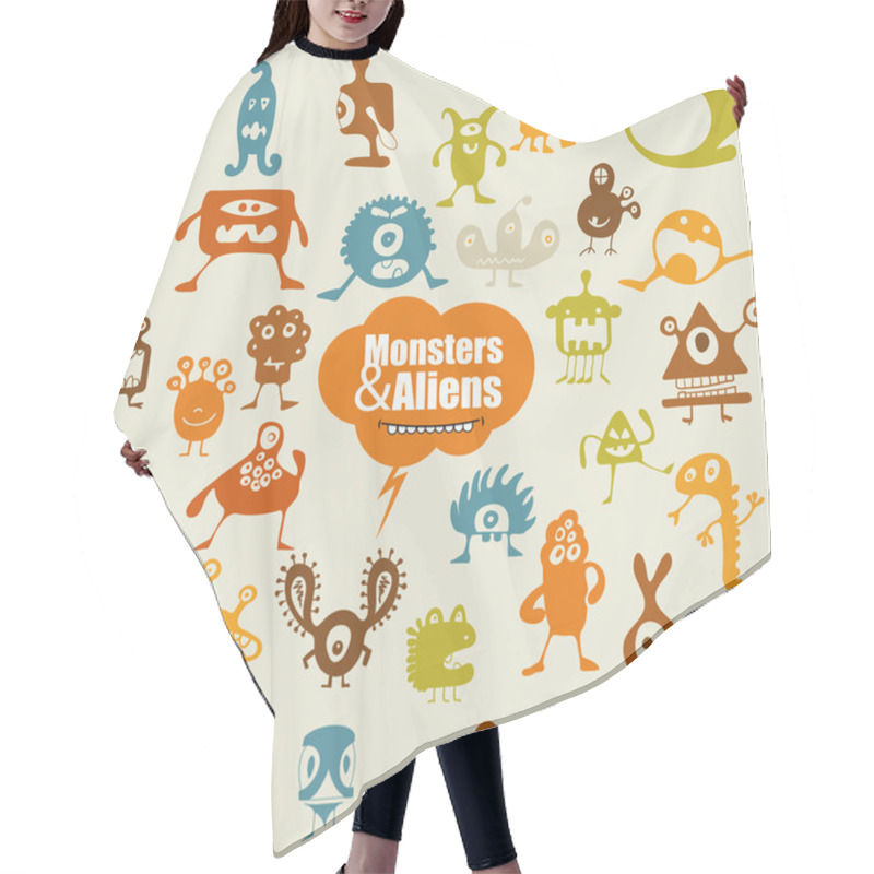 Personality  Many Cute Doodle Monsters Hair Cutting Cape