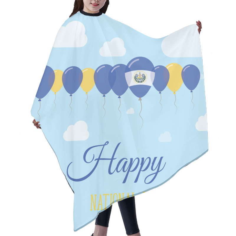 Personality  El Salvador National Day Flat Patriotic Poster Row Of Balloons In Colors Of The Salvadoran Flag Hair Cutting Cape