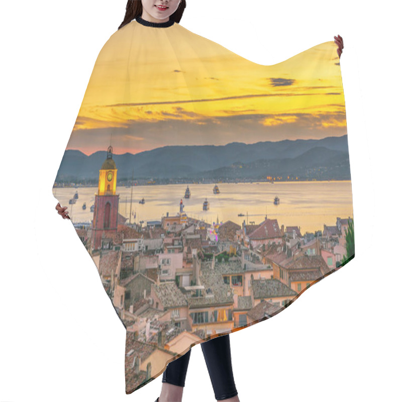 Personality  Scenic View Of Saint Tropez Against Yellow Summer Sunset Hair Cutting Cape