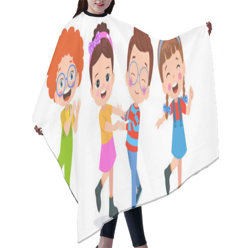 Personality  A Cartoon Of Children Holding Hands And Dancing. Hair Cutting Cape