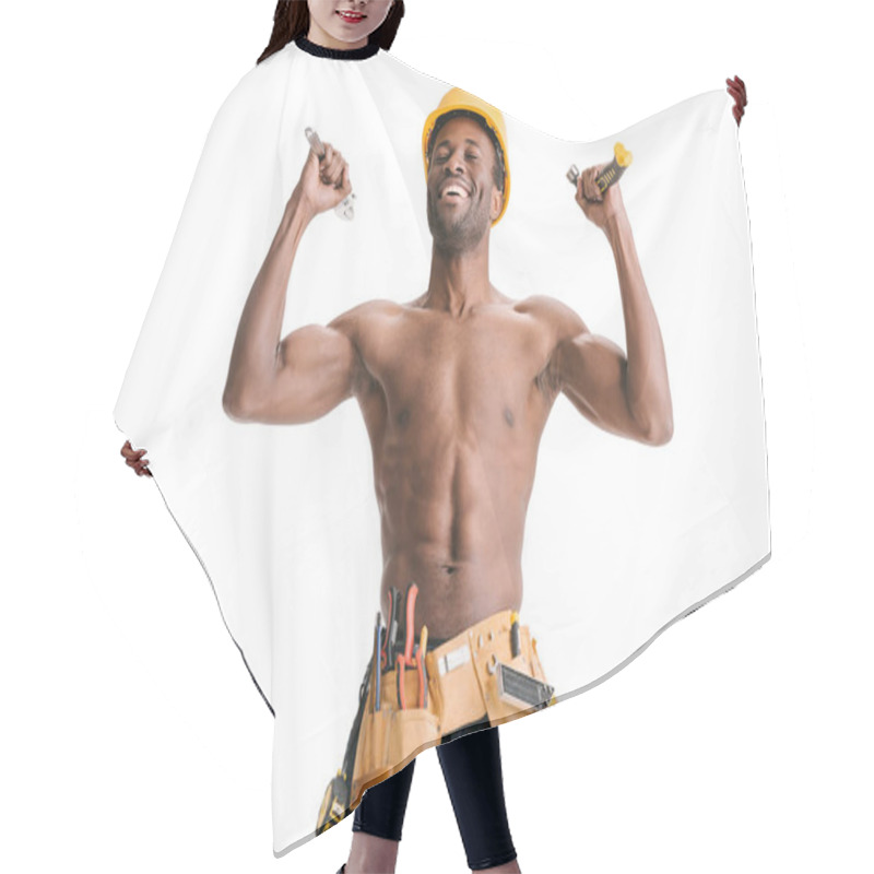 Personality  Shirtless Handsome Afro Builder Hair Cutting Cape