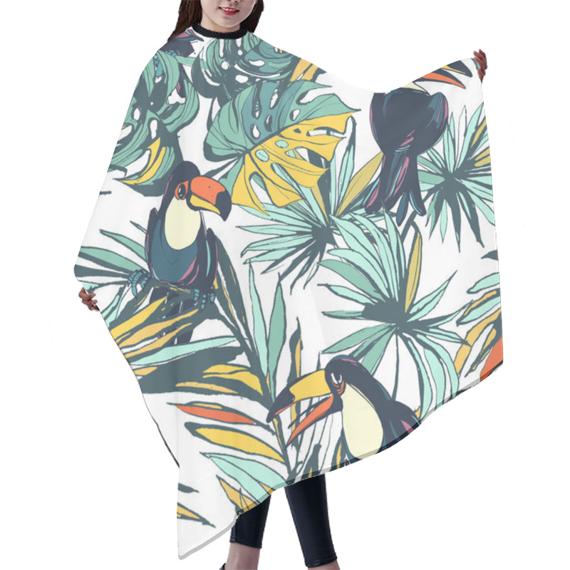 Personality  Tropical Floral Summer Seamless Pattern With Palm Beach Leaves A Hair Cutting Cape