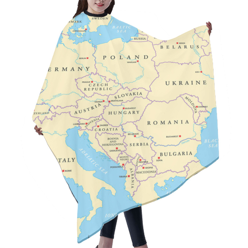 Personality  Central Europe Political Map Hair Cutting Cape