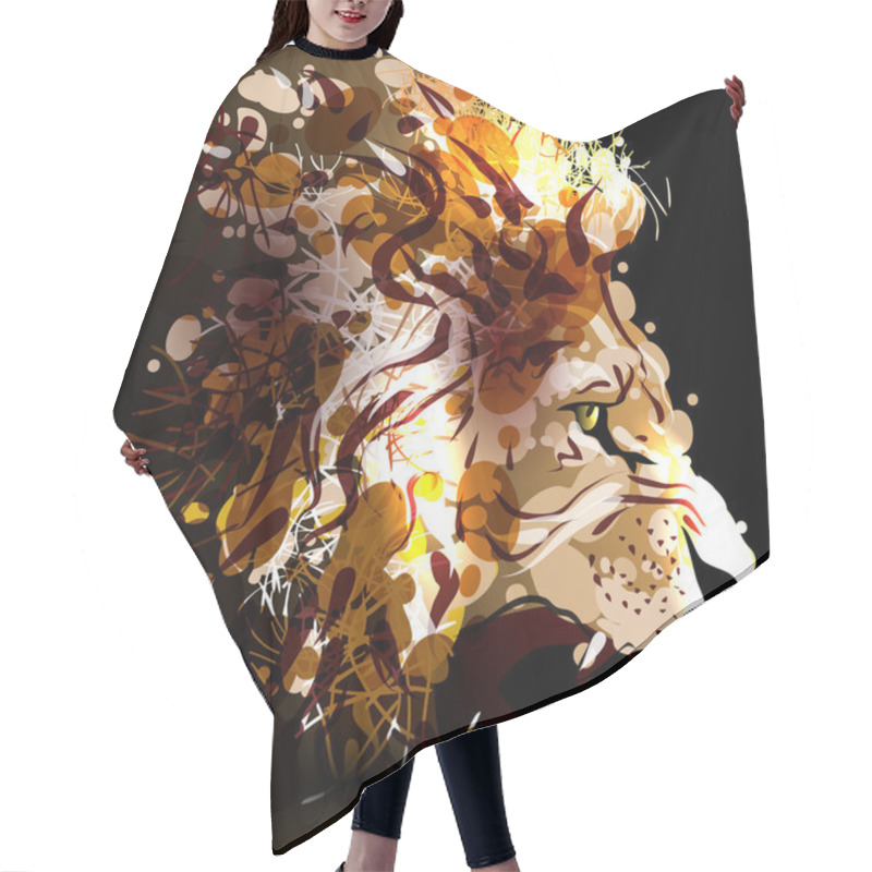 Personality  Digital Painting Of A Lion's Head Hair Cutting Cape