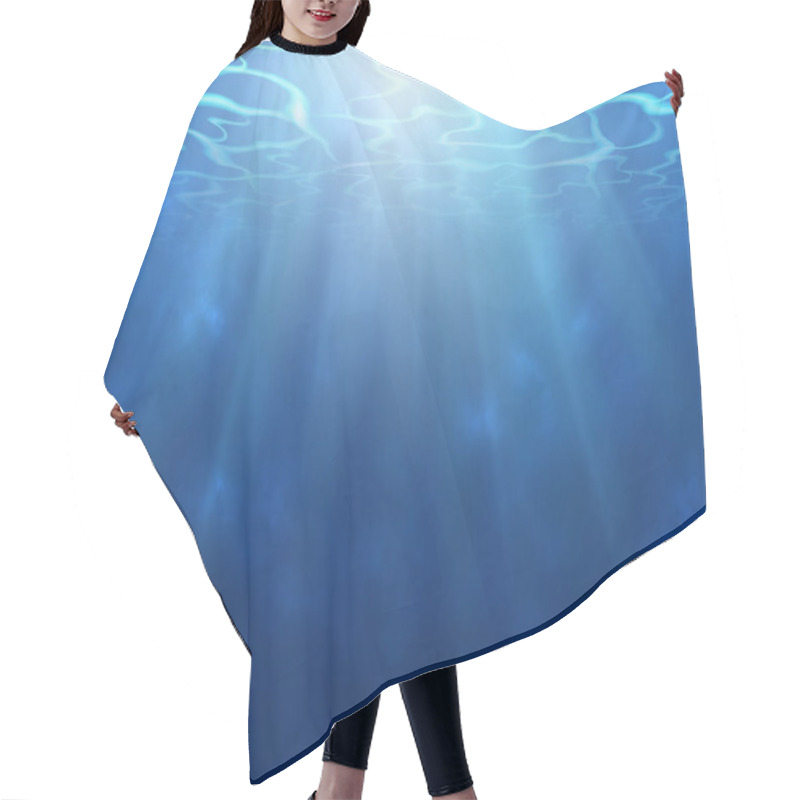 Personality  Underwater Background With Sun Rays. Water Surface Texture. Realistic Underwater Design With Ripple And Waves. Vector Illustration. Hair Cutting Cape