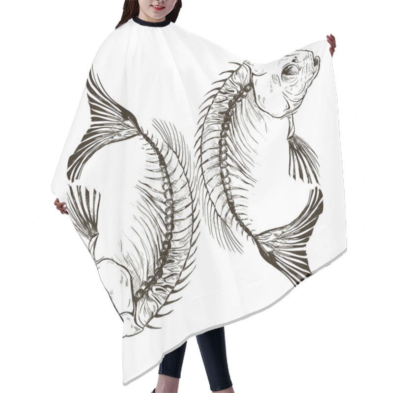 Personality  Fish Skeleton Hair Cutting Cape