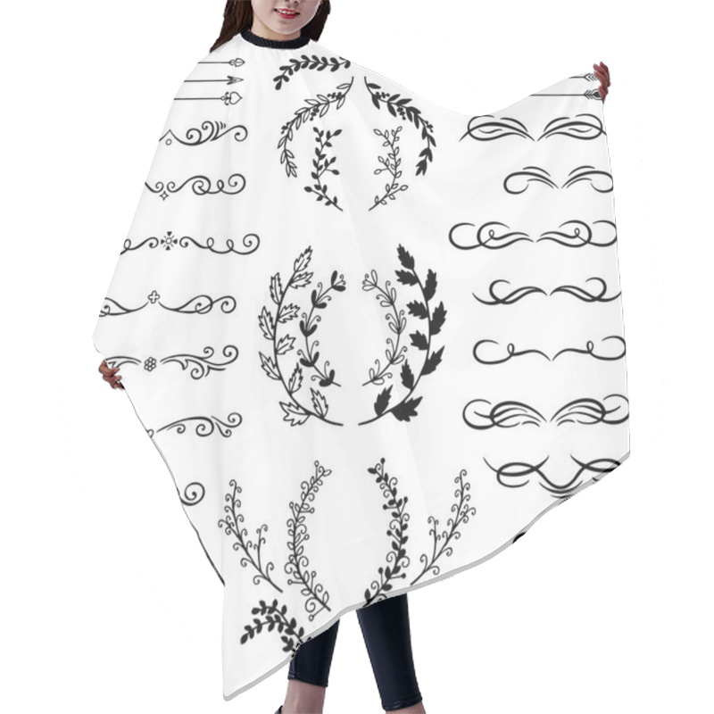 Personality  Set Of Doodle Design Elements. Hair Cutting Cape