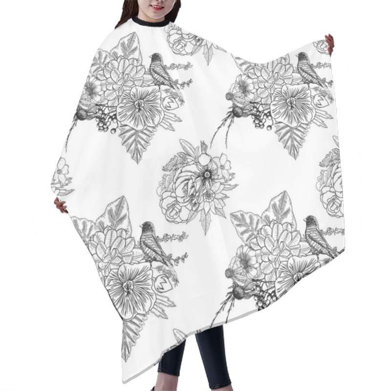 Personality  Birds And Flowers Seamless Pattern Hair Cutting Cape