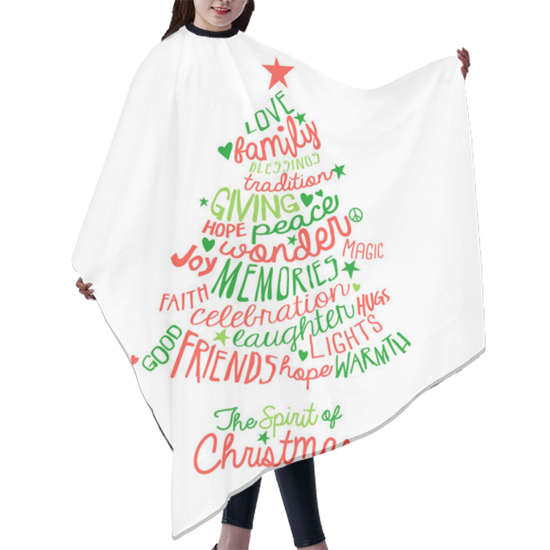 Personality  Christmas Card Word Cloud Tree Design Hair Cutting Cape