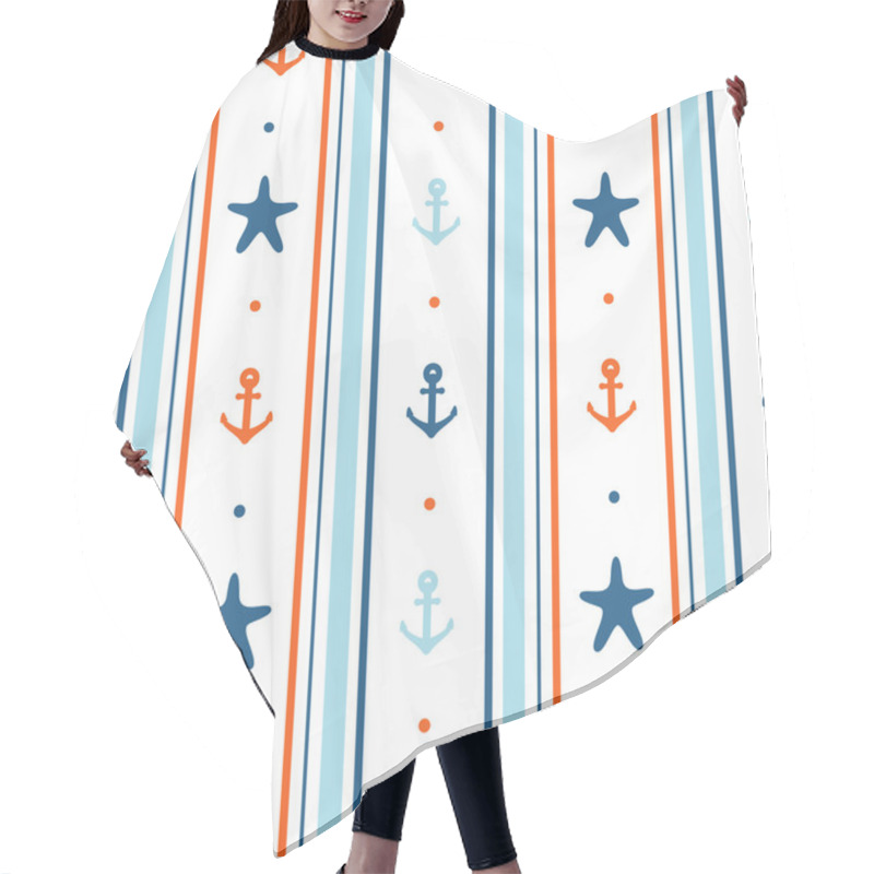 Personality  Nautical Seamless Pattern. Hair Cutting Cape