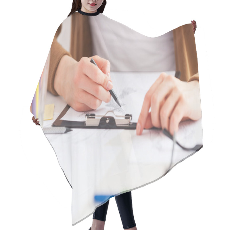 Personality  Fashion Designer Sketching Hair Cutting Cape