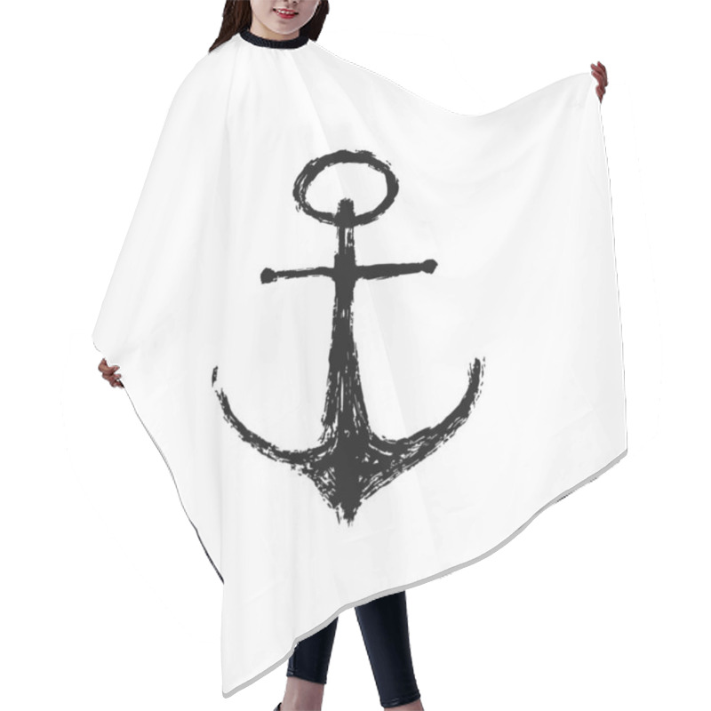 Personality  Isolated Grunge Drawing Anchor Icon Hair Cutting Cape