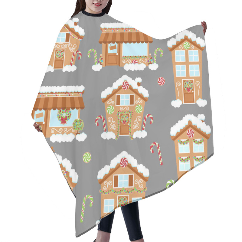 Personality  Set Of Cute Vector Holiday Gingerbread Houses, Shops And Other Buildings With Snow Hair Cutting Cape