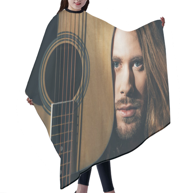 Personality  Handsome Man With Guitar Hair Cutting Cape