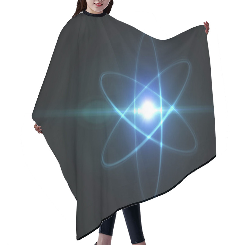 Personality  Model Of Atom And Elementary Particles. Physics Concept. 3D Rendered Illustration. Hair Cutting Cape