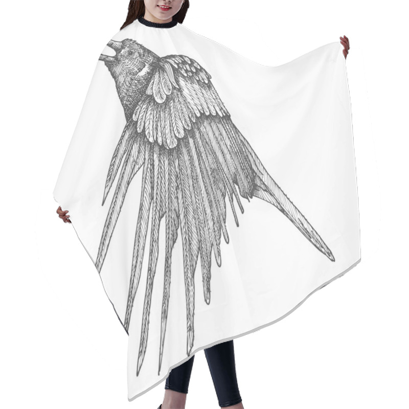 Personality  Stylized Hand Drawing Crow Sketch Hair Cutting Cape