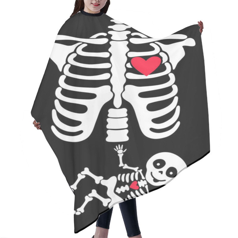 Personality  Pregnant. Funny Skeletons Mom And Baby Hair Cutting Cape