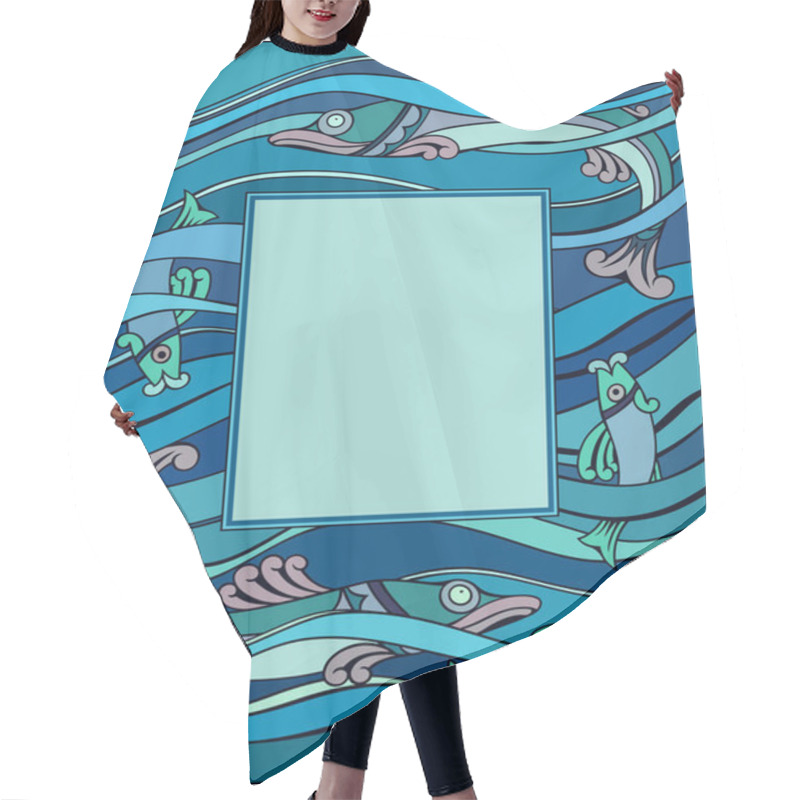 Personality  Fishes In The Sea Cartoon Hand Drawn Illustration. Hair Cutting Cape