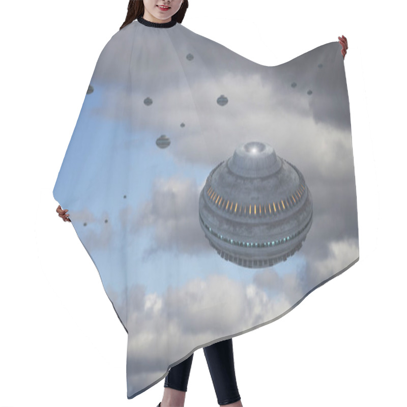 Personality  3d Rendering. Alien Ship. Unidentified Flying Object Hair Cutting Cape