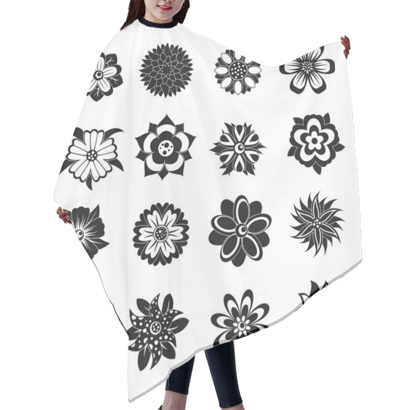 Personality  Different Flowers Icons Set, Simple Style Hair Cutting Cape