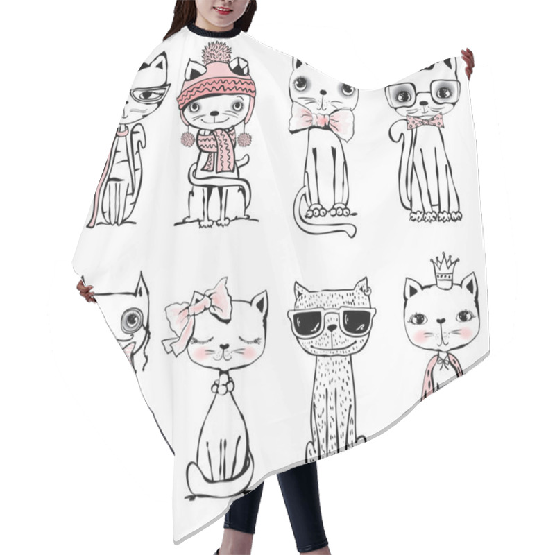 Personality  Set Of Eight Stylish Cats  Hair Cutting Cape