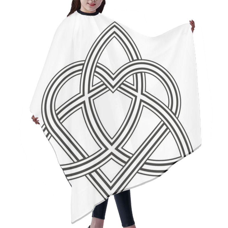 Personality  The Trinity Knot Intertwined With Heart Symbol. Wiccan Triqueta Symbol Design. Vector Line Art. Hair Cutting Cape