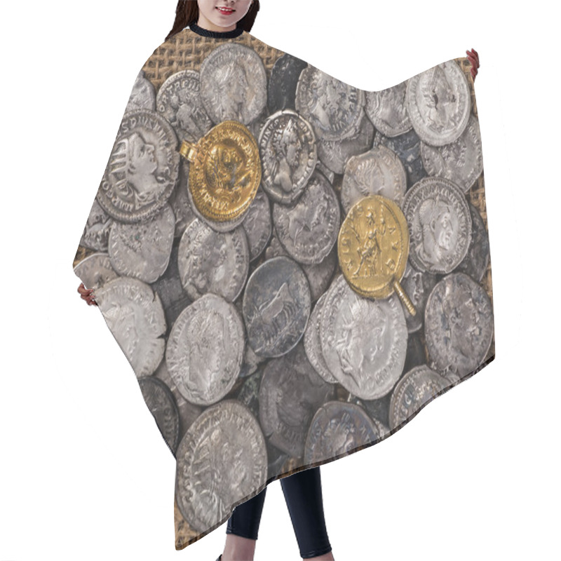 Personality  Ancient Coin Of The Roman Empire. Hair Cutting Cape