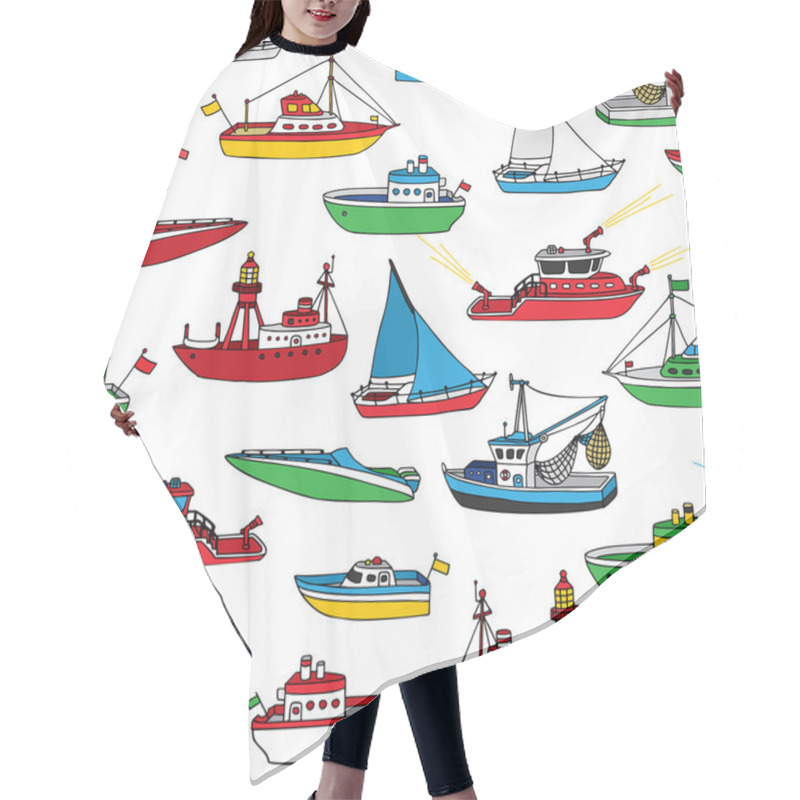 Personality  Colourful Seamless Nautical Pattern.  Hair Cutting Cape