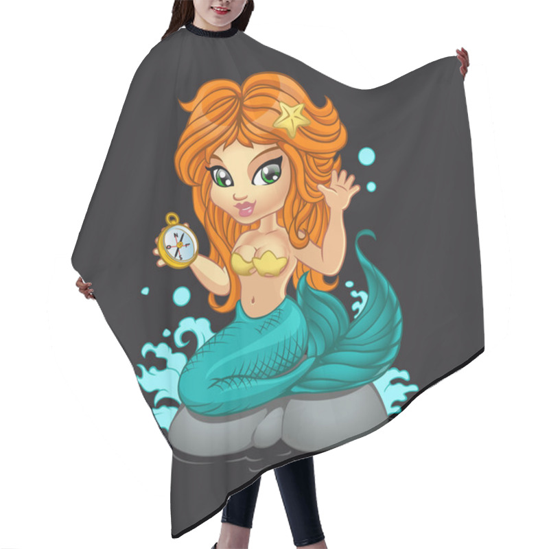 Personality  A Cute Little Mermaid And A Compass Hair Cutting Cape