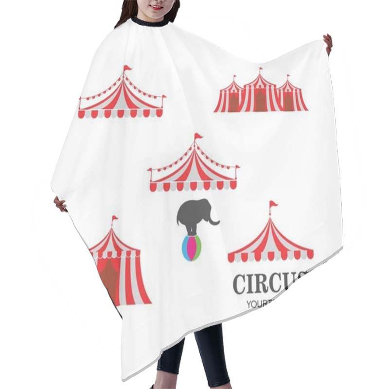 Personality  Circus Tent Logo Template. Vector Hair Cutting Cape