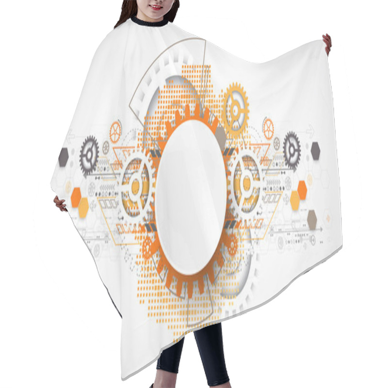 Personality  Abstract Technology Gears Background. Hair Cutting Cape