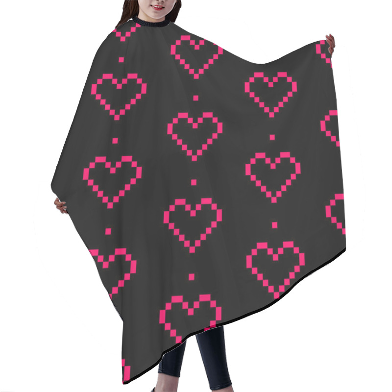 Personality  Vector Seamless Pixel  Heart Pattern For Valentine's Day Hair Cutting Cape