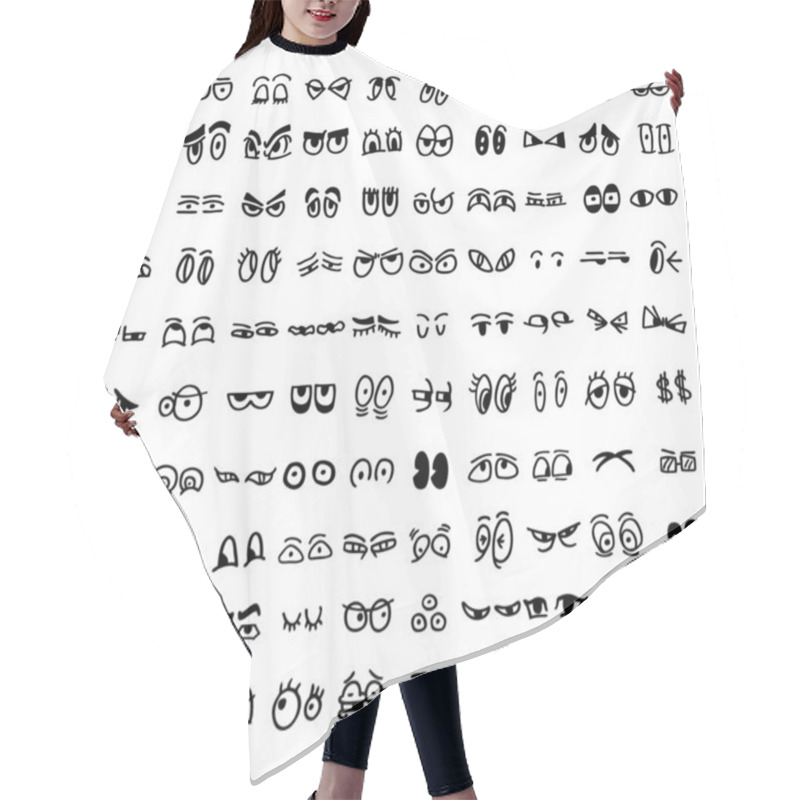 Personality  Cartoon Set Of The Drawn Eyes Hair Cutting Cape