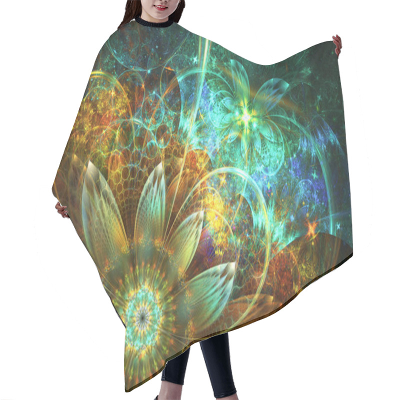 Personality  Abstract Fractal Patterns And Shapes. Dynamic Flowing Natural Forms. Flowers And Spirals. Mysterious Psychedelic Relaxation Pattern.  Hair Cutting Cape