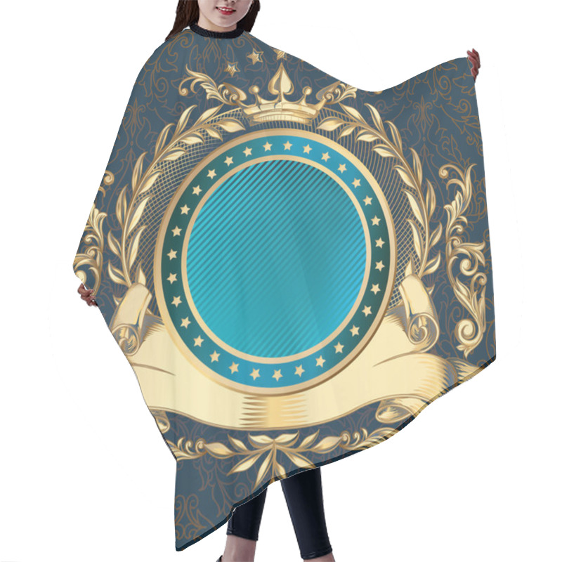 Personality  Golden Decorative Emblem Hair Cutting Cape