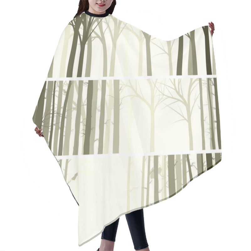 Personality  Horizontal Banner With Many Tree Trunks. Hair Cutting Cape