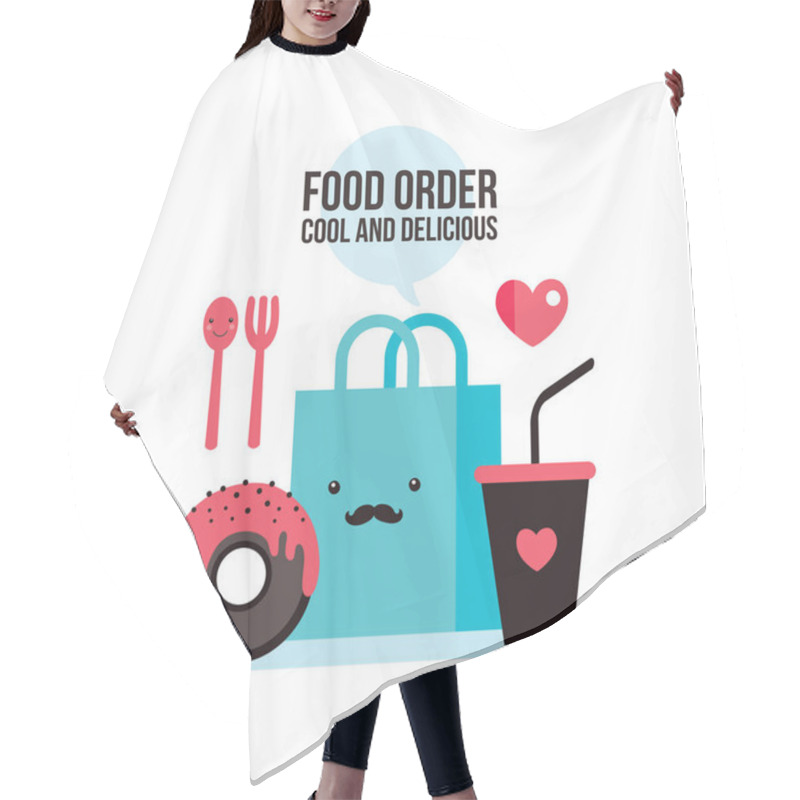 Personality  Delicious Donut Coffee Shopping Bag Online Food Order Flat Design Hair Cutting Cape