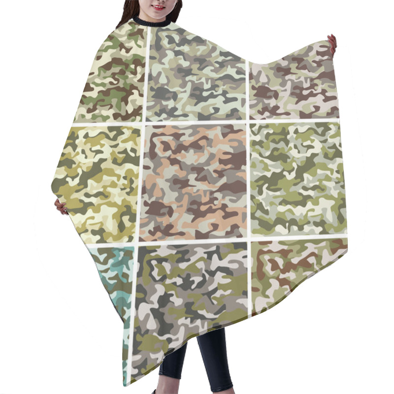 Personality  Vector Set Of Seamless Camouflage Pattern Hair Cutting Cape