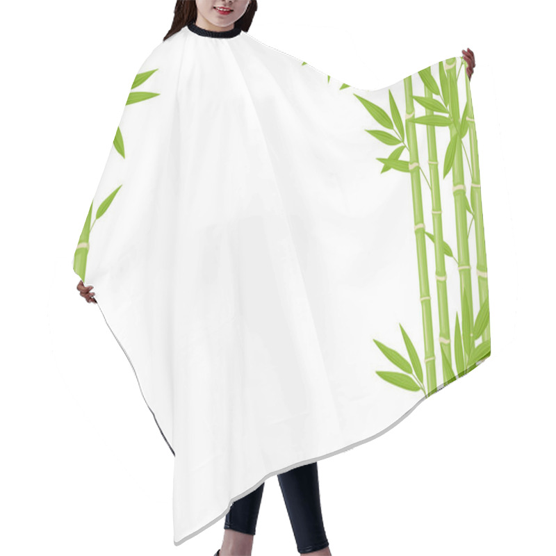 Personality  Bamboo Background. Asian Fresh Green Bamboo Stalks, Natural Bamboo Plant Backdrop, Stick Plants With Foliage Vector Illustration Hair Cutting Cape